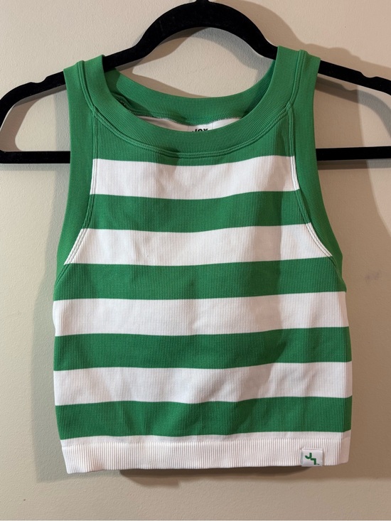 JoyLab Other - JoyLab razor back tank top sports bra Green White striped Crop women’s small